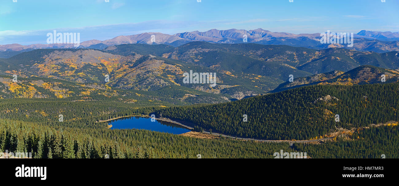 USA, Colorado, Scenic view of Echo lake from Mount Evans Stock Photo