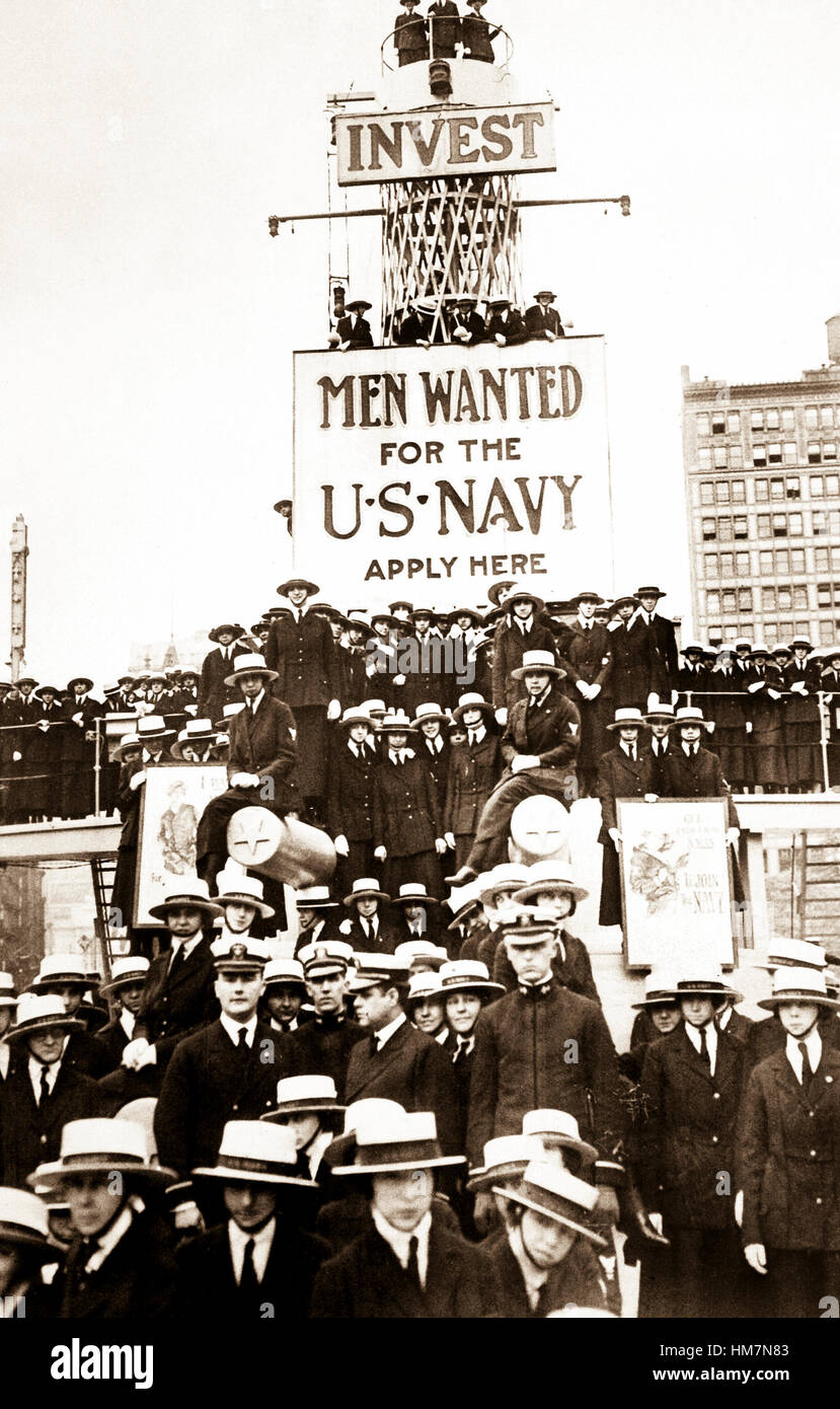 Naval Reserves from Washington, D.C. in New York City.  Ca.  1917-18.  (Bureau of Ships) Exact Date Shot Unknown Stock Photo