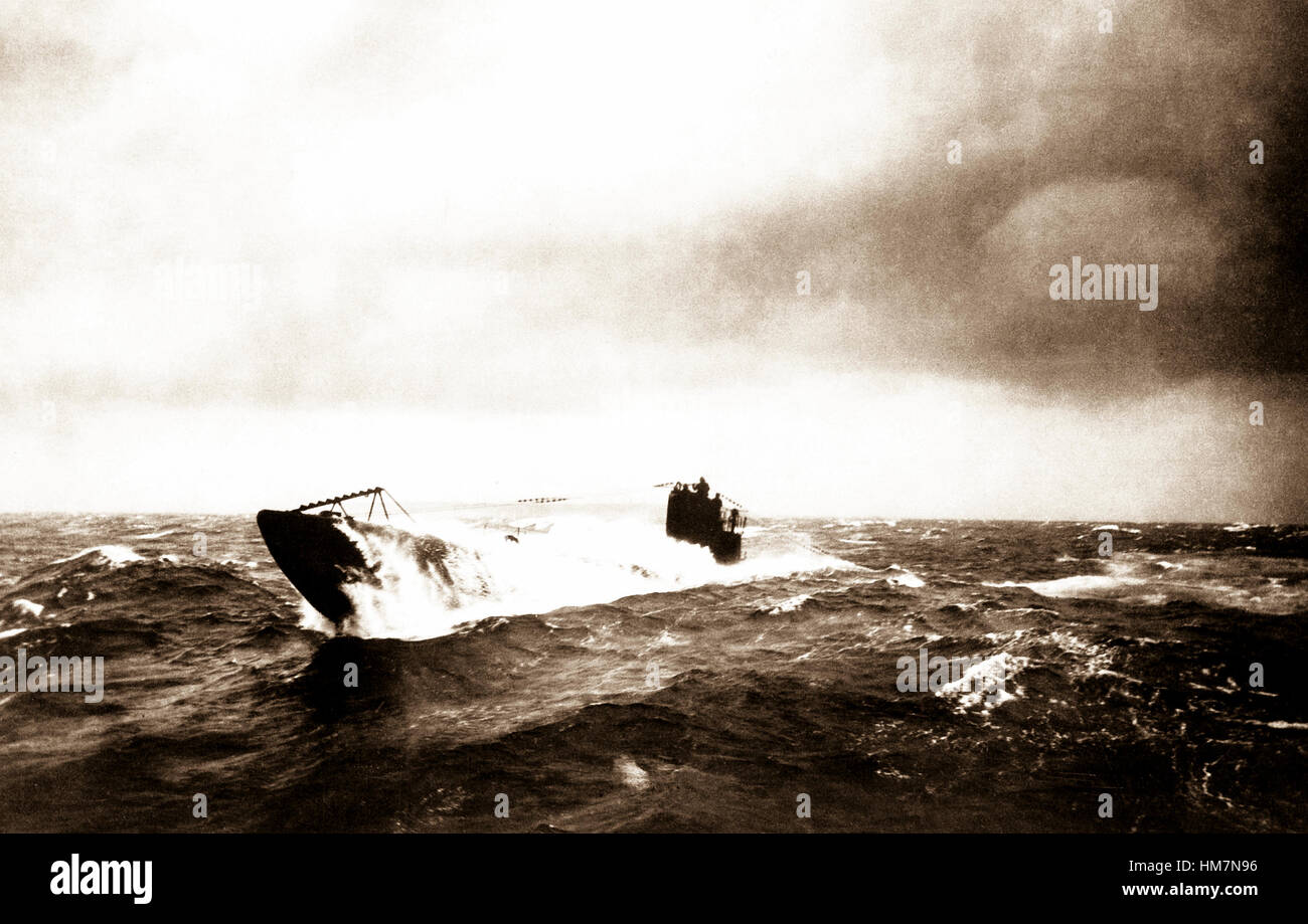 German submarine in rough seas. Stock Photo