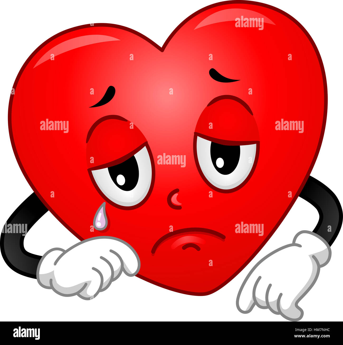 Mascot Illustration of a Heart Shedding a Tear Stock Photo