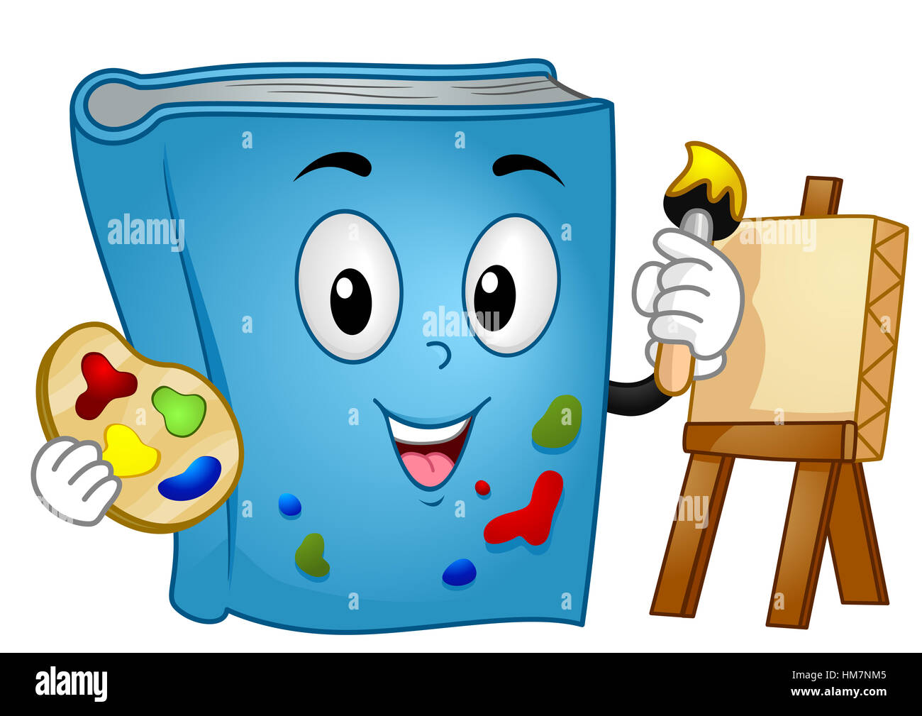 Mascot Illustration of a Book Painting on Canvas Stock Photo