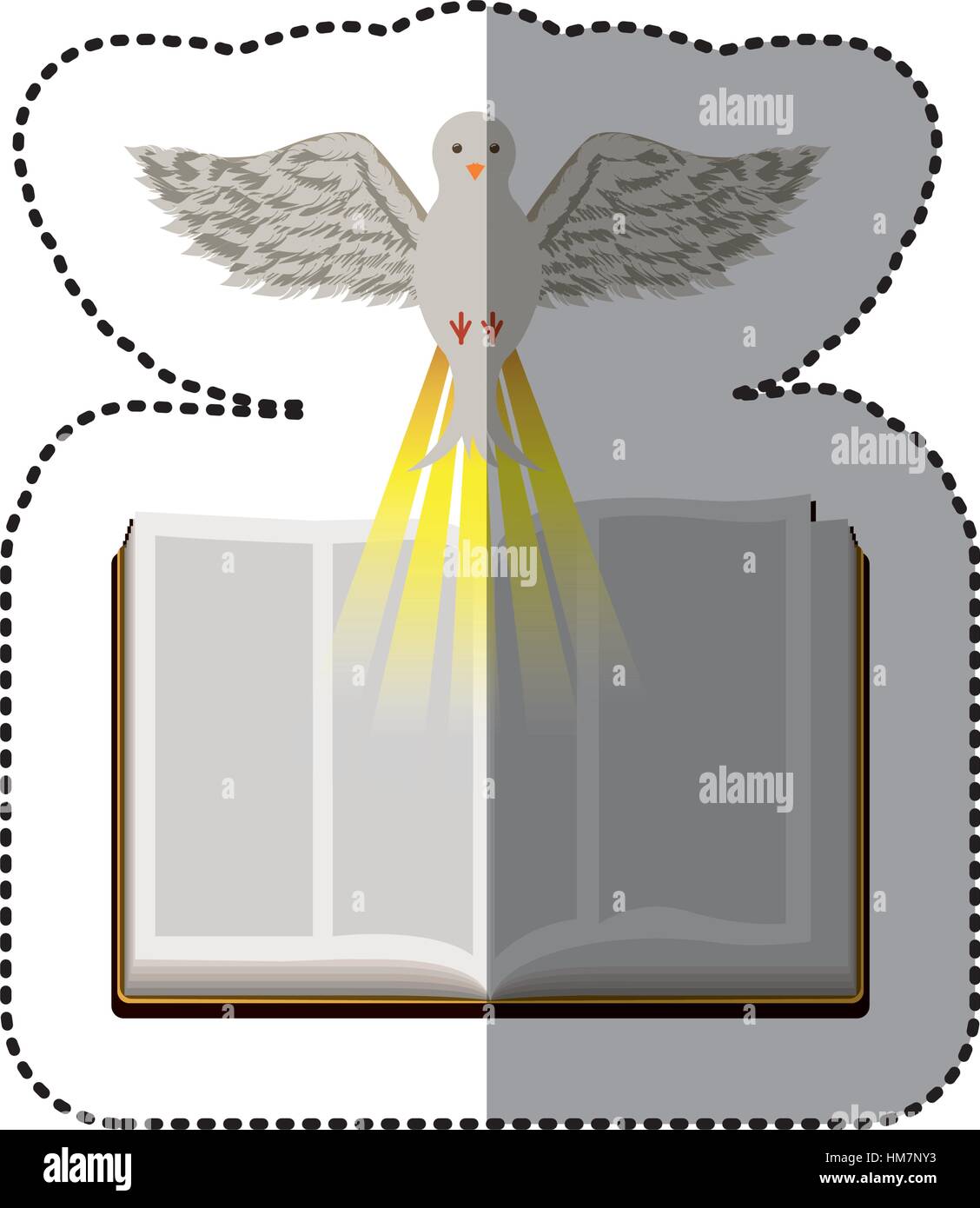 middle shadow sticker colorful with holy bible and dove vector ...