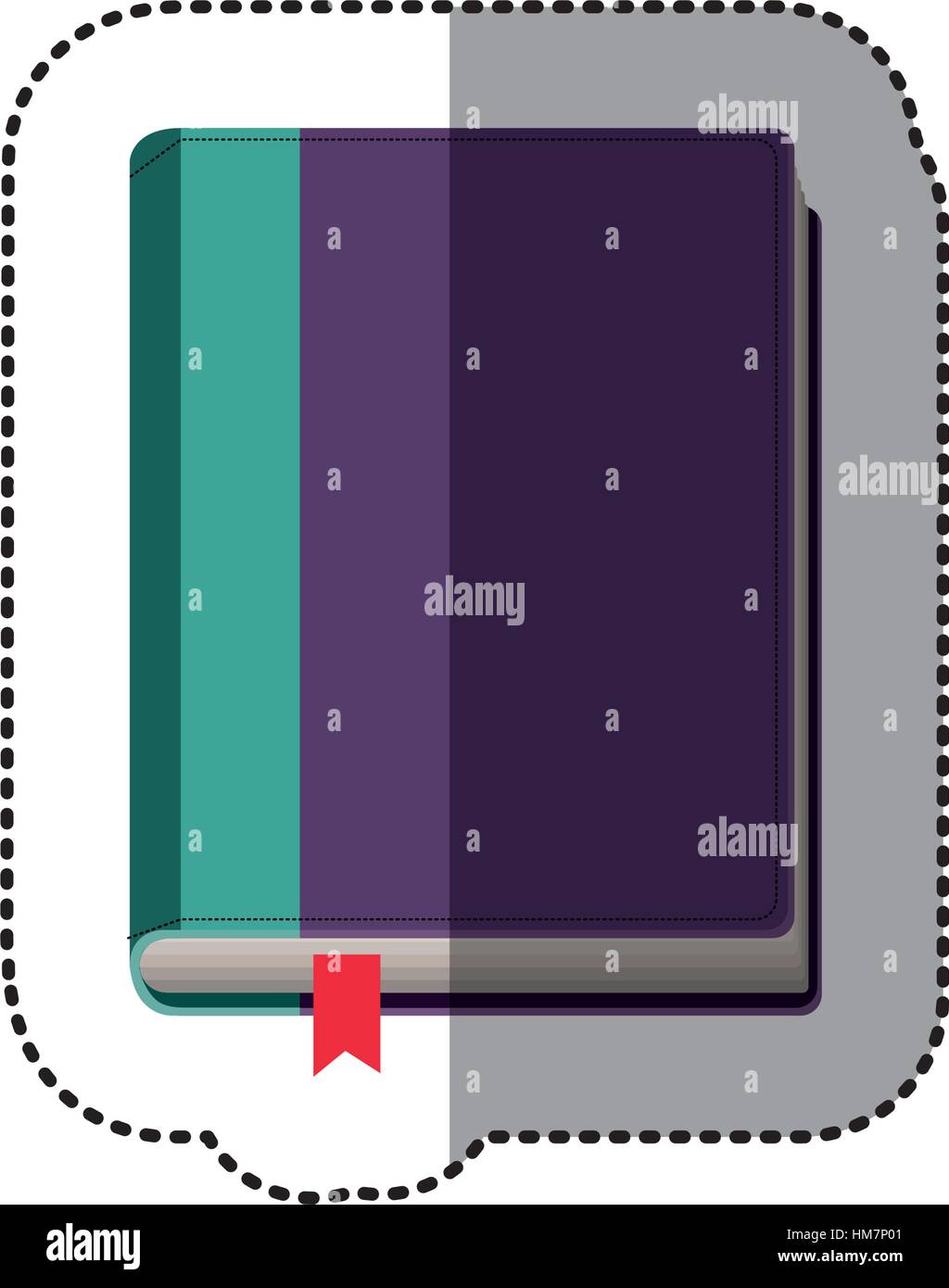 middle shadow color sticker with book and ribbon vector illustration ...