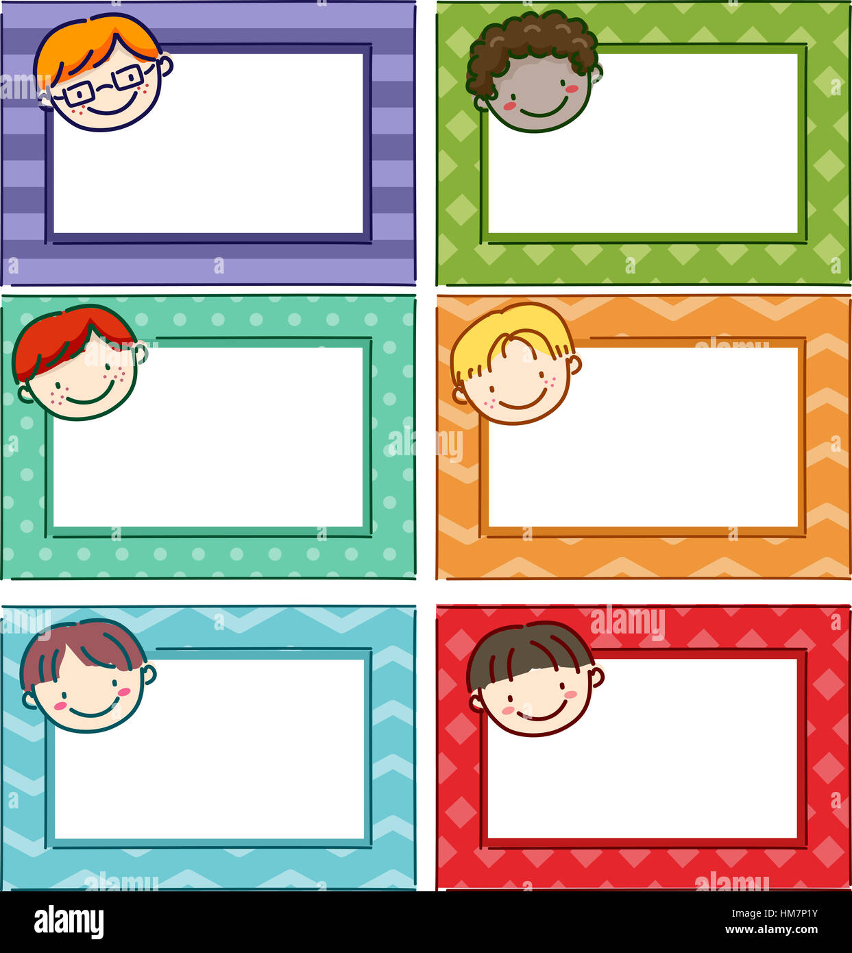 Illustration Featuring Printable Name Tags for Boys Stock Photo - Alamy