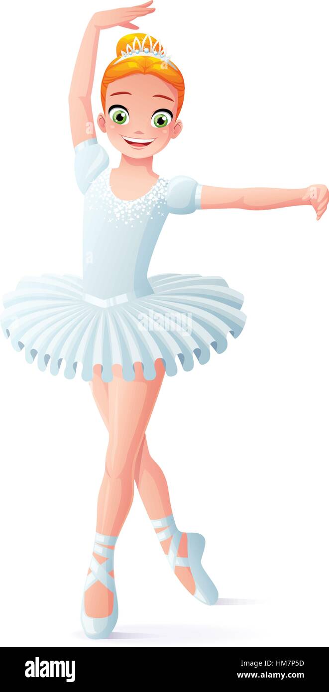 Vector cute smiling young dancing ballerina girl in white tutu Stock Vector  Image \u0026 Art - Alamy, image size:661x1390