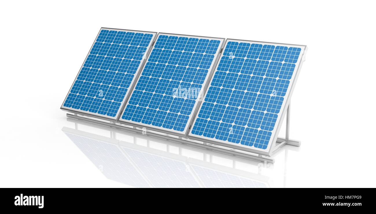 3d rendering solar panels on white background Stock Photo - Alamy