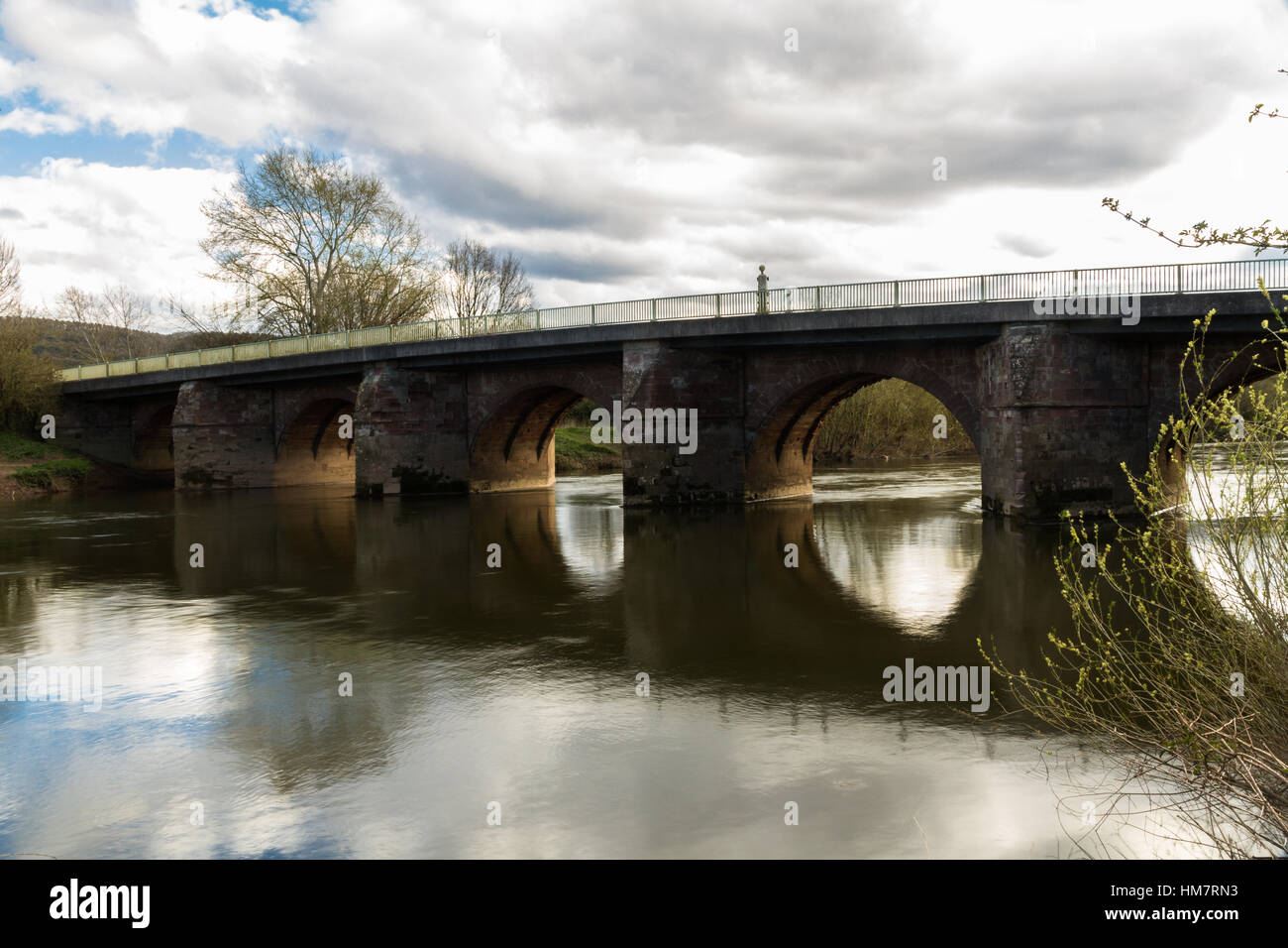 Wilton Bridge, a Grade I listed bridge over the River Wye from Wilton, Herefordshire and Ross-on-Wye, Herefordshire, England. Stock Photo