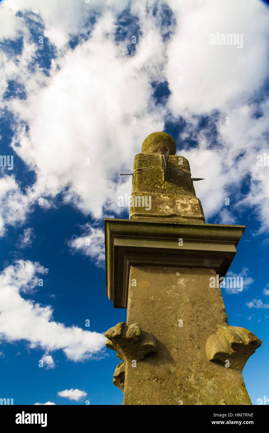 Pillar Sundial on Wilton Bridge, Ross on Wye, Herefordshire, England, United Kingdom Stock Photo