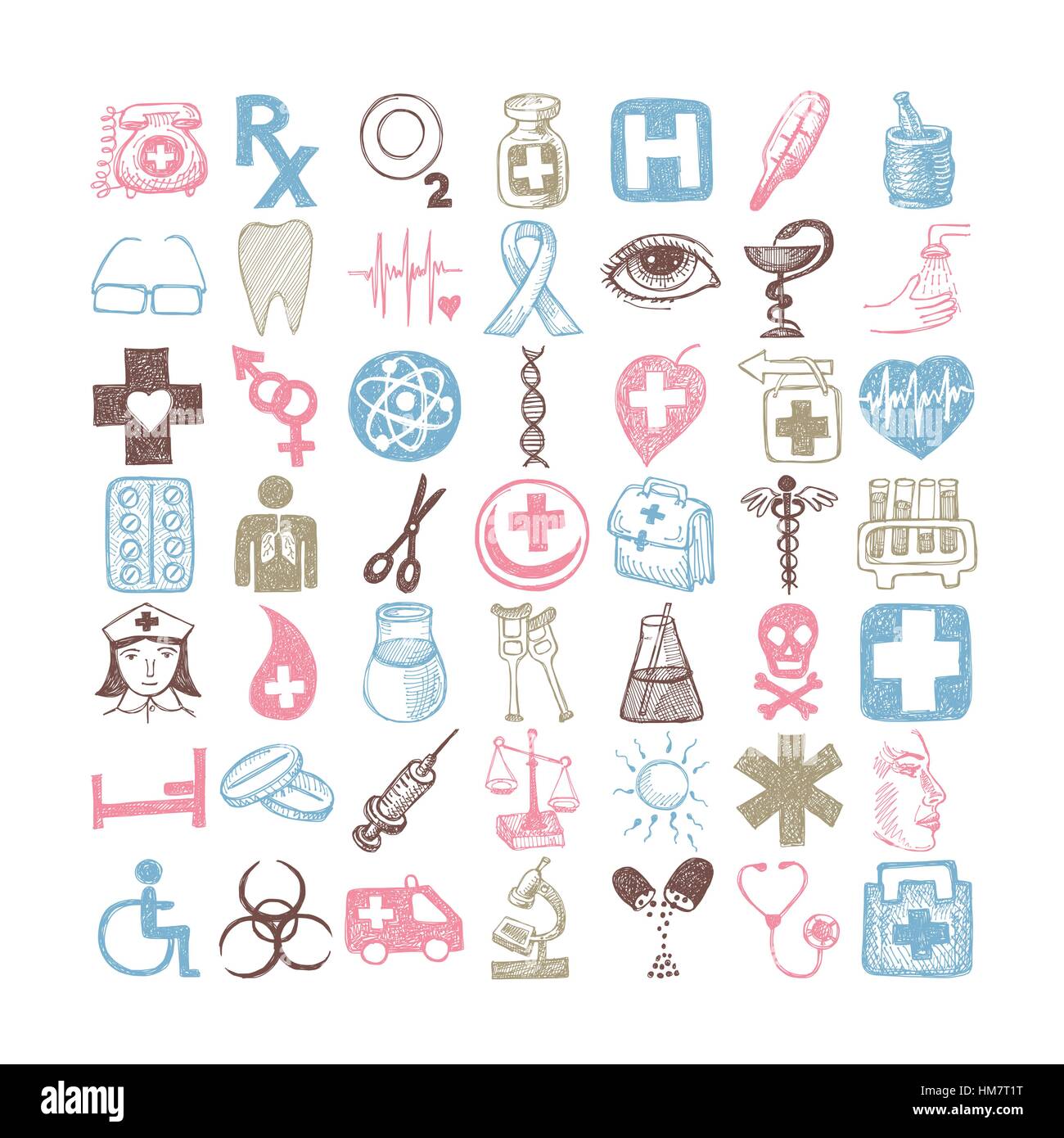 49 hand drawing doodle different icon set medical theme Stock Vector ...