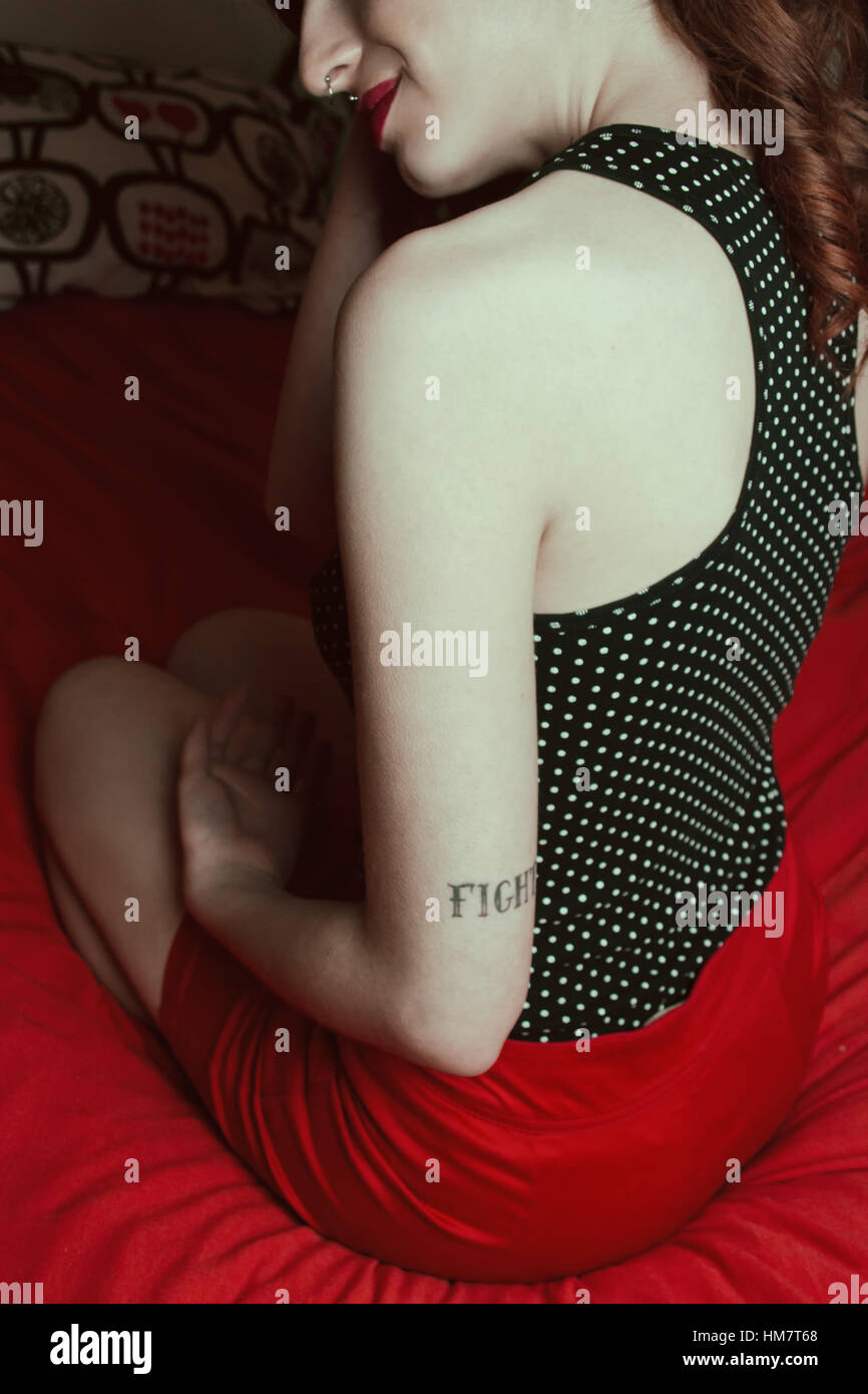 Portrait of a redhead pin up woman Stock Photo