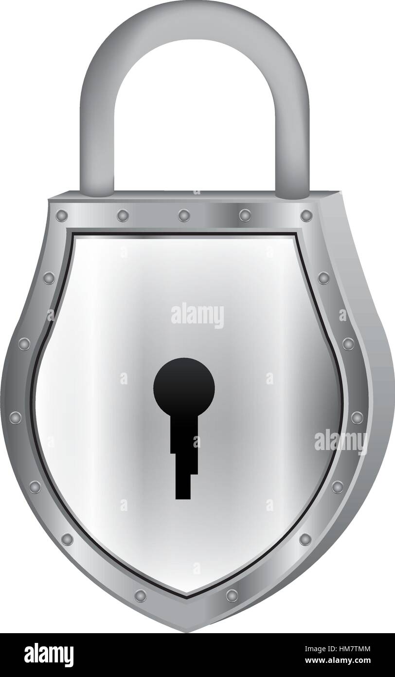 padlock with shield shape body and shackle vector illustration Stock ...