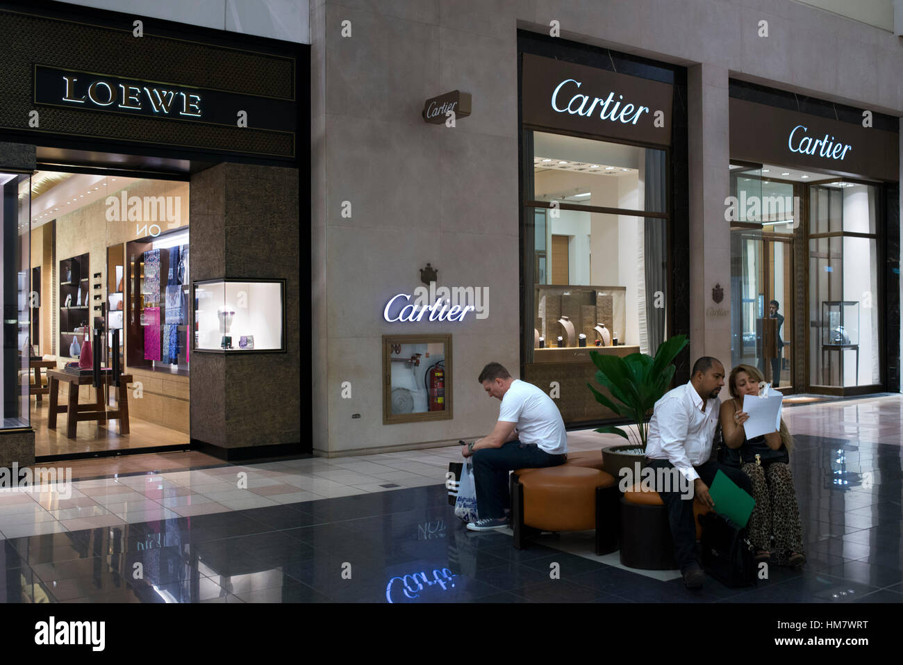 Panama Cartier loewe shops in Mall Multiplaza Pacific. Multiplaza Pacific is the most modern and exclusive mall in the region. It was developed with t Stock Photo