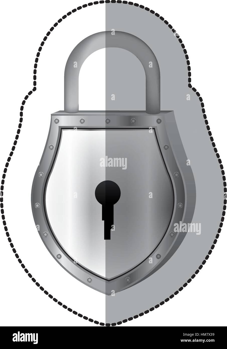 sticker padlock with shield shape body and shackle vector illustration ...