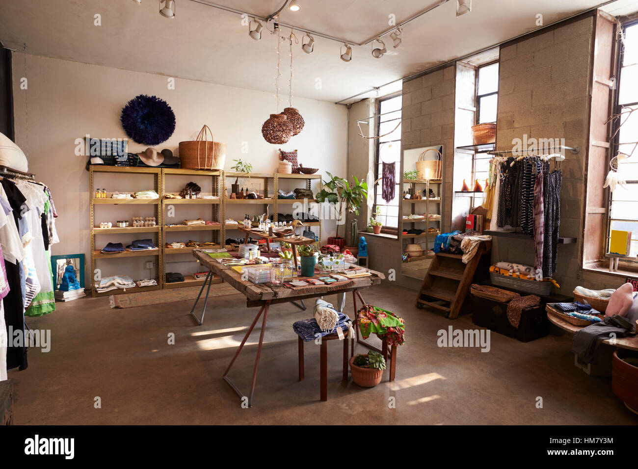 Interior of a shop selling clothes and accessories Stock Photo