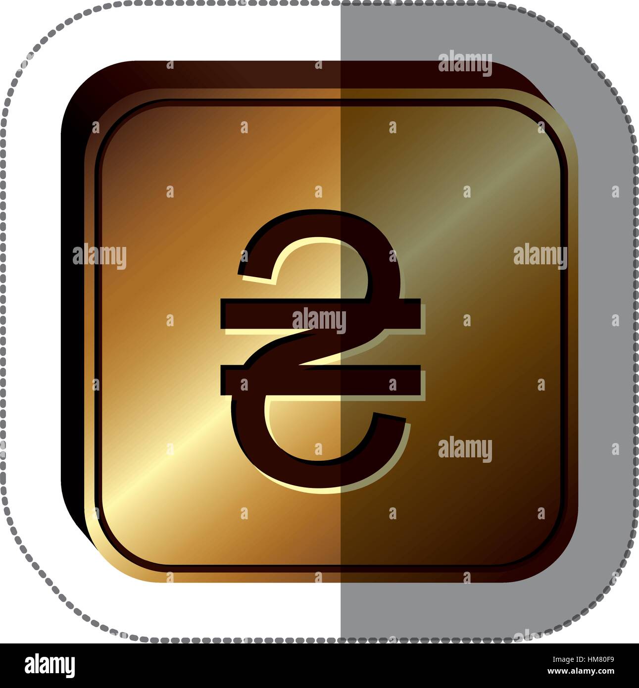 sticker golden square with currency symbol of grivna ukraine vector ...