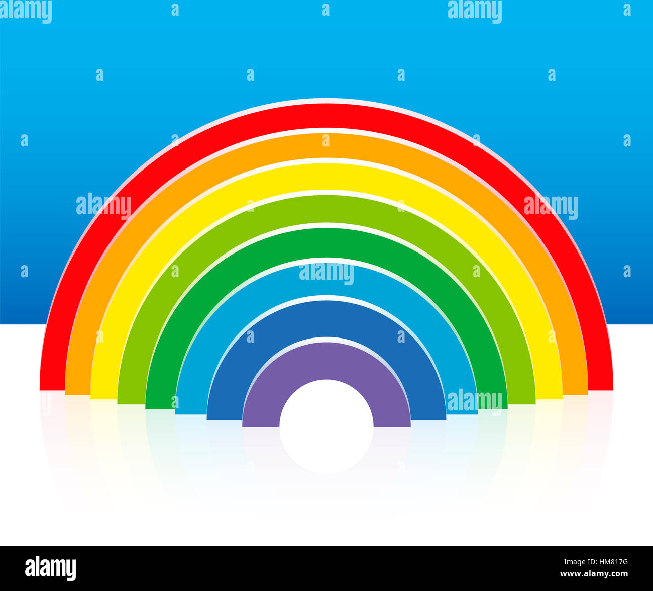 Rainbow built with colorful semi circular building bricks - three-dimensional illustration. Stock Photo