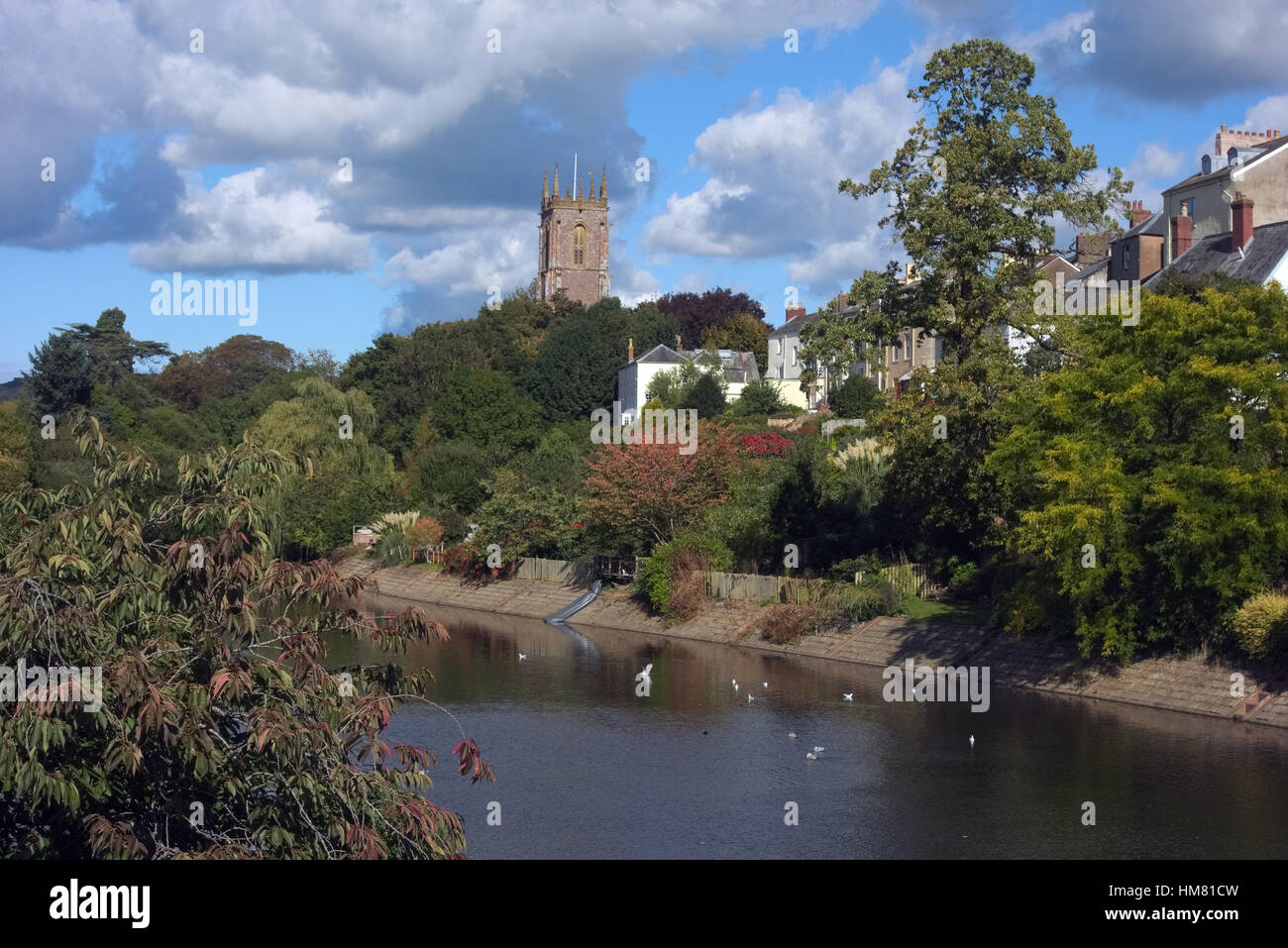 Tiverton and the River Exe in October Stock Photo