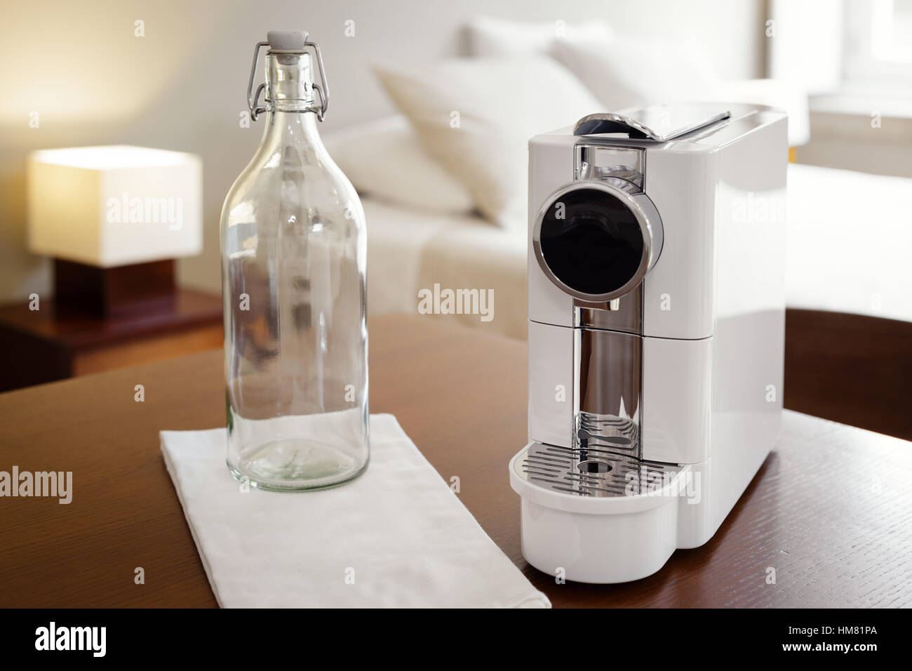 Espresso Coffee Machine and Water Bottle Stock Photo Alamy