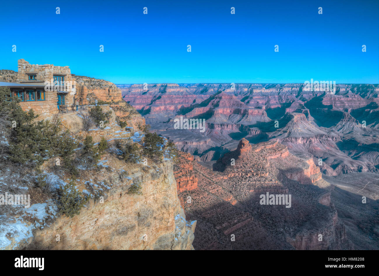 Lookout Studio (left), South Rim, Grand Canyon National Park, UNESCO World Heritage Site, Arizona, USA Stock Photo
