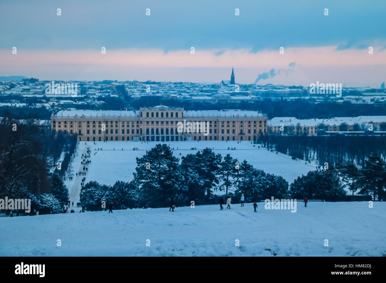 Winter Mood at Park and Palace Schönbrunn in Vienna Stock Photo