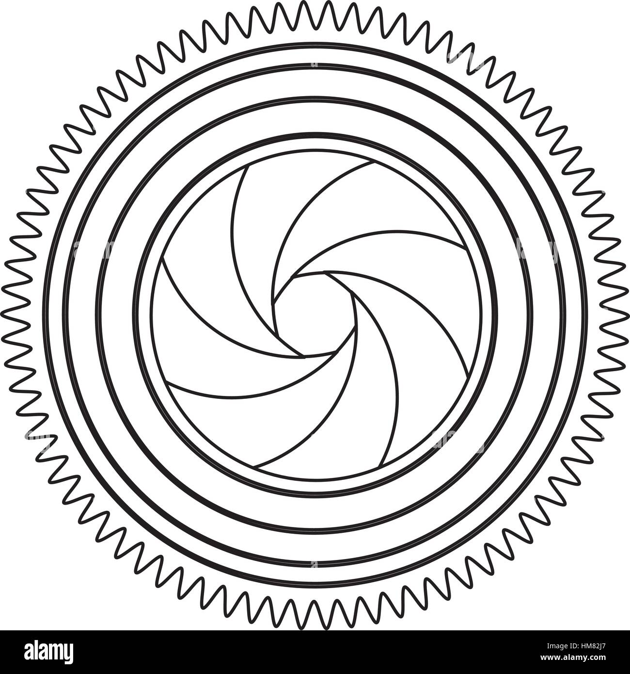monochrome contour with camera shutter vector illustration Stock Vector