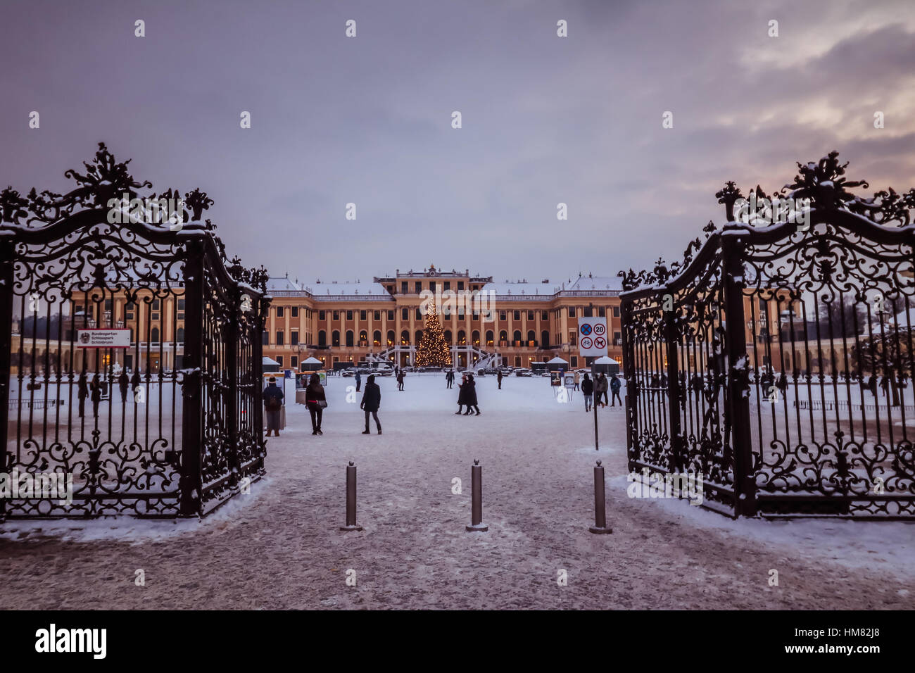 Winter Mood at Park and Palace Schönbrunn in Vienna Stock Photo