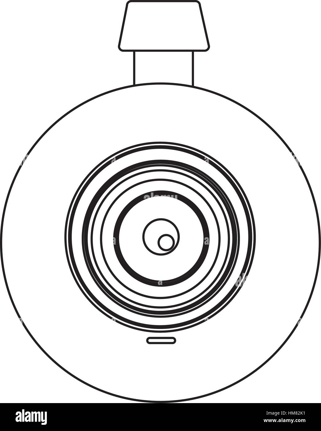 monochrome contour with digital camera lens vector illustration Stock ...