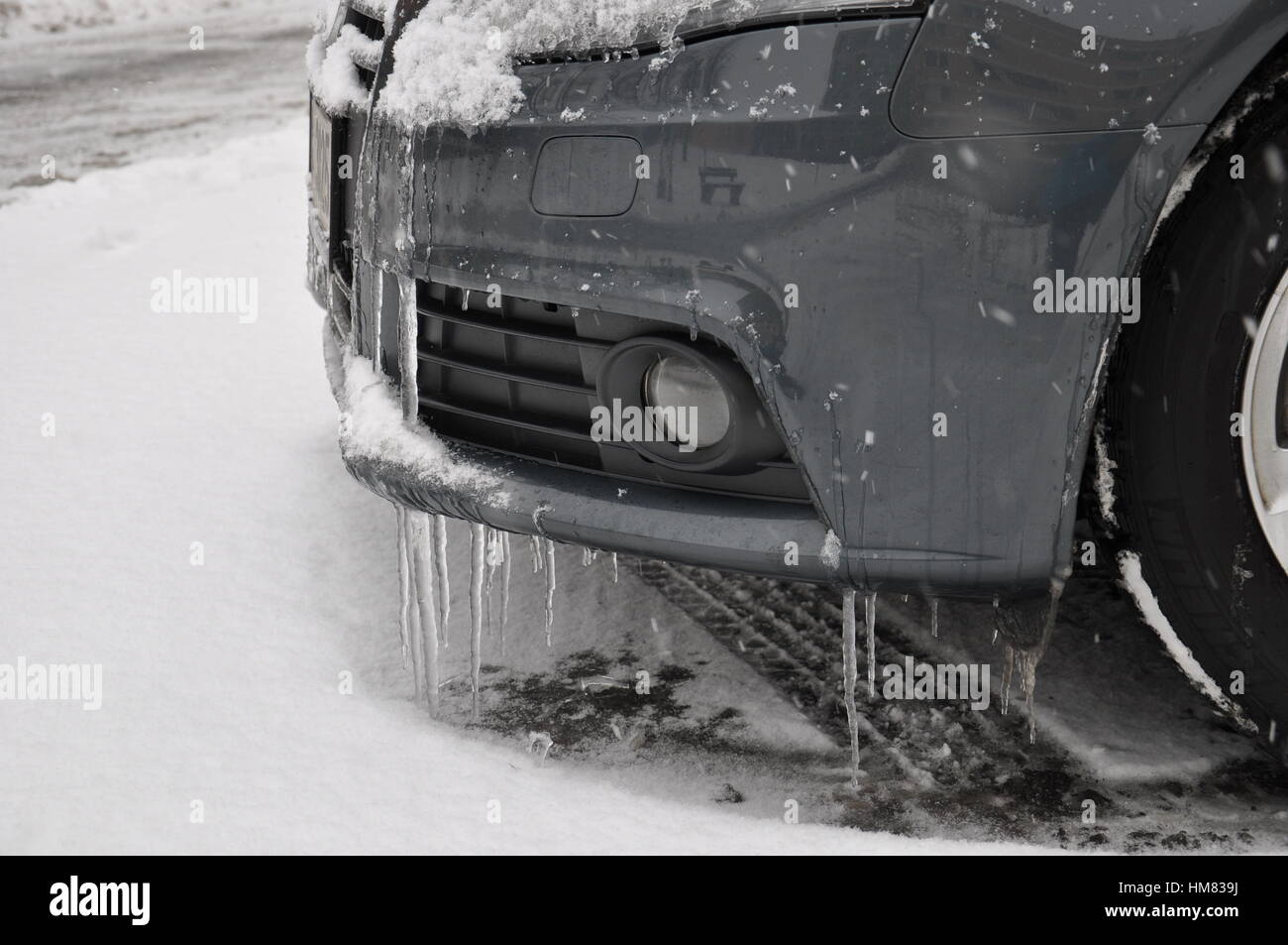 AUDI passenger car, car, vehicle, winter, ice, frost Stock Photo