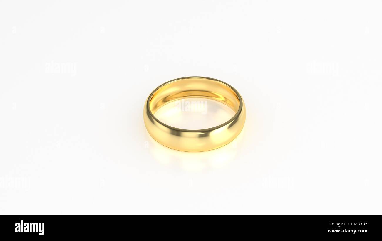The beauty gold wedding ring on white background. 3d rendering Stock ...