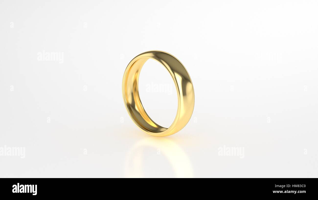 The beauty gold wedding ring on white background. 3d rendering Stock ...