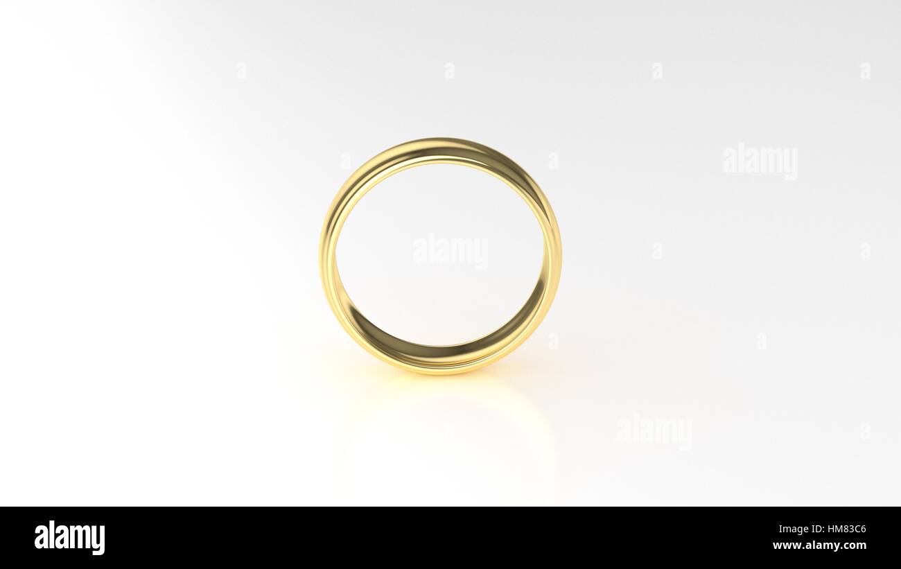 The beauty gold wedding ring on white background. 3d rendering Stock ...