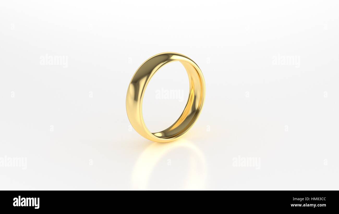 The beauty gold wedding ring on white background. 3d rendering Stock ...