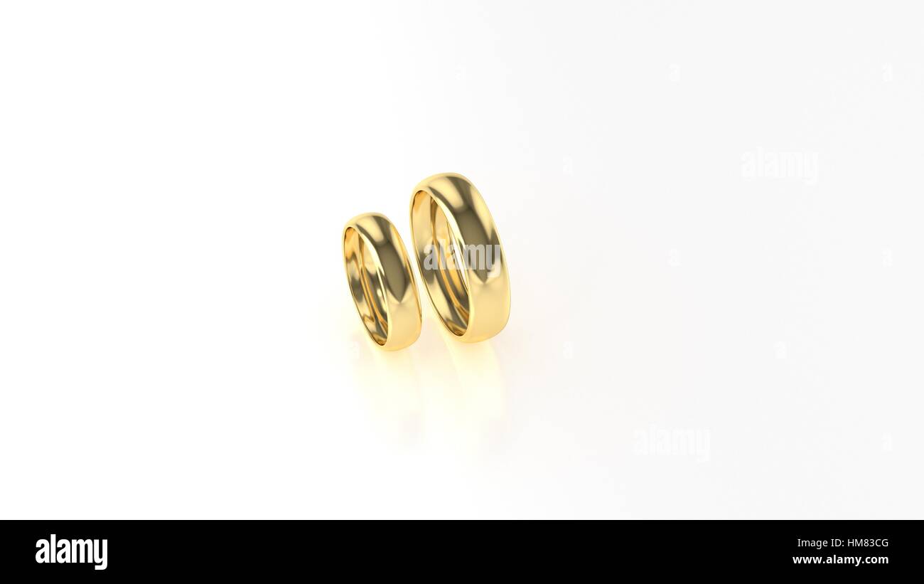 The beauty gold wedding ring on white background. 3d rendering Stock ...
