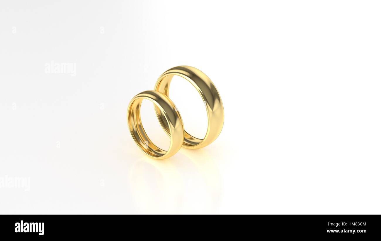 The beauty gold wedding ring on white background. 3d rendering Stock ...