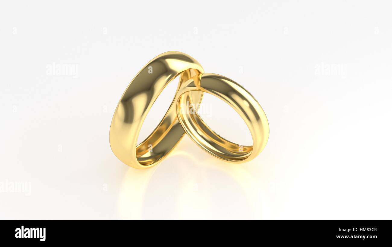 The beauty gold wedding ring on white background. 3d rendering Stock ...