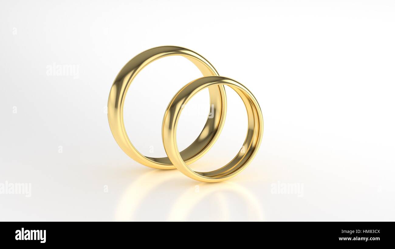 The beauty gold wedding ring on white background. 3d rendering Stock ...
