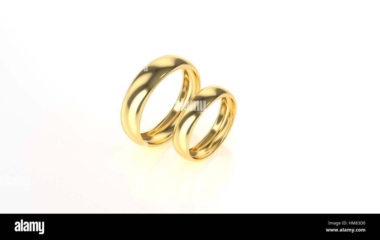 The beauty gold wedding ring on white background. 3d rendering Stock ...