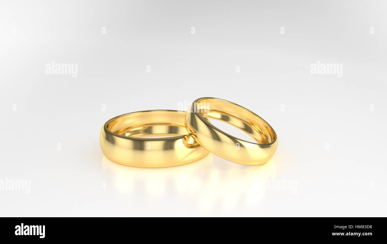 The beauty gold wedding ring on white background. 3d rendering Stock ...