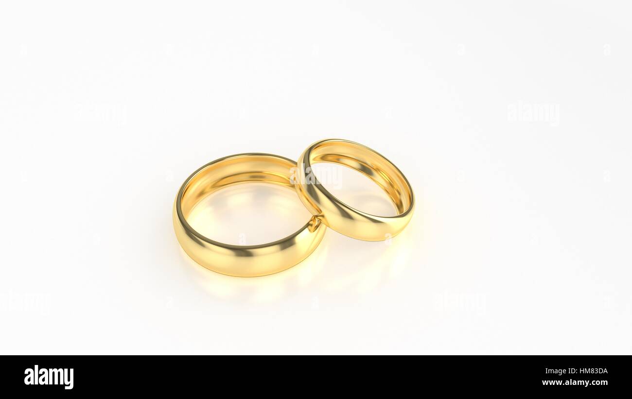 The beauty gold wedding ring on white background. 3d rendering Stock ...