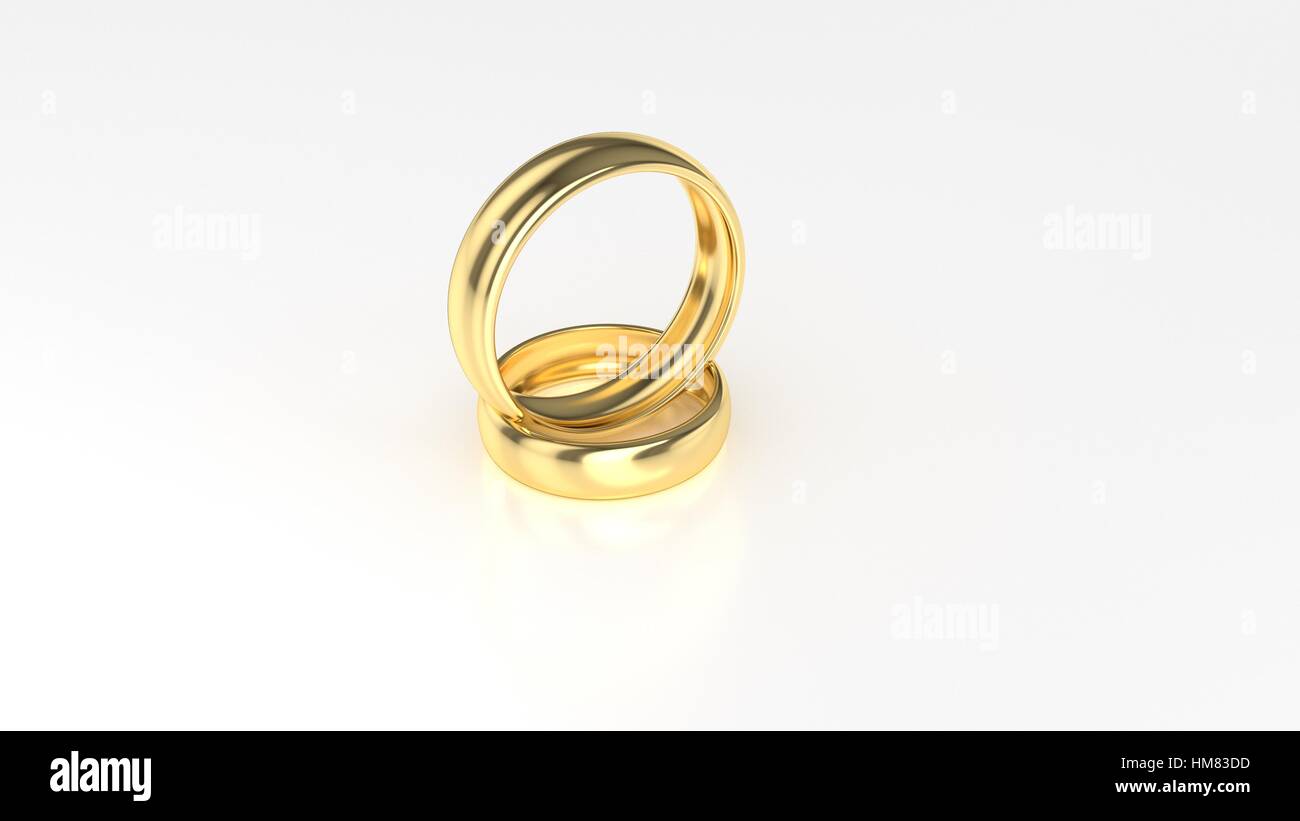 The beauty gold wedding ring on white background. 3d rendering Stock ...