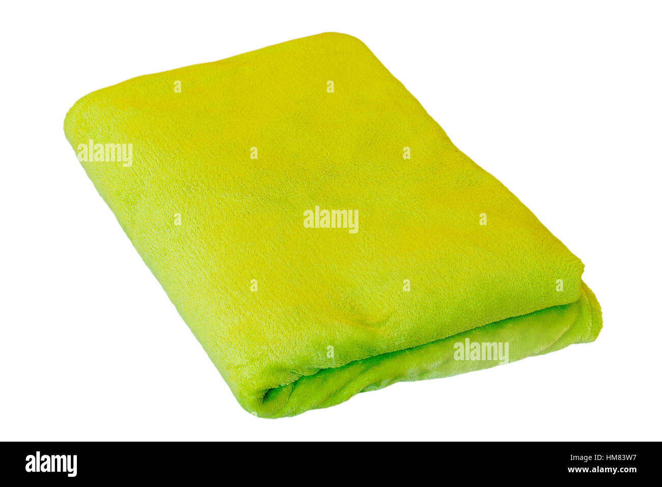 green folded towel isolated over white background, object ready for your disign Stock Photo