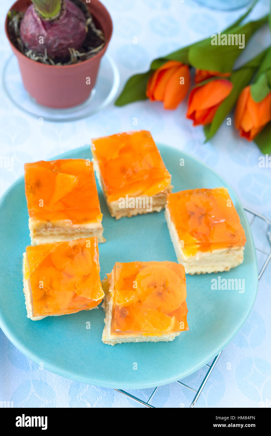 Orange jelly cake Stock Photo Alamy