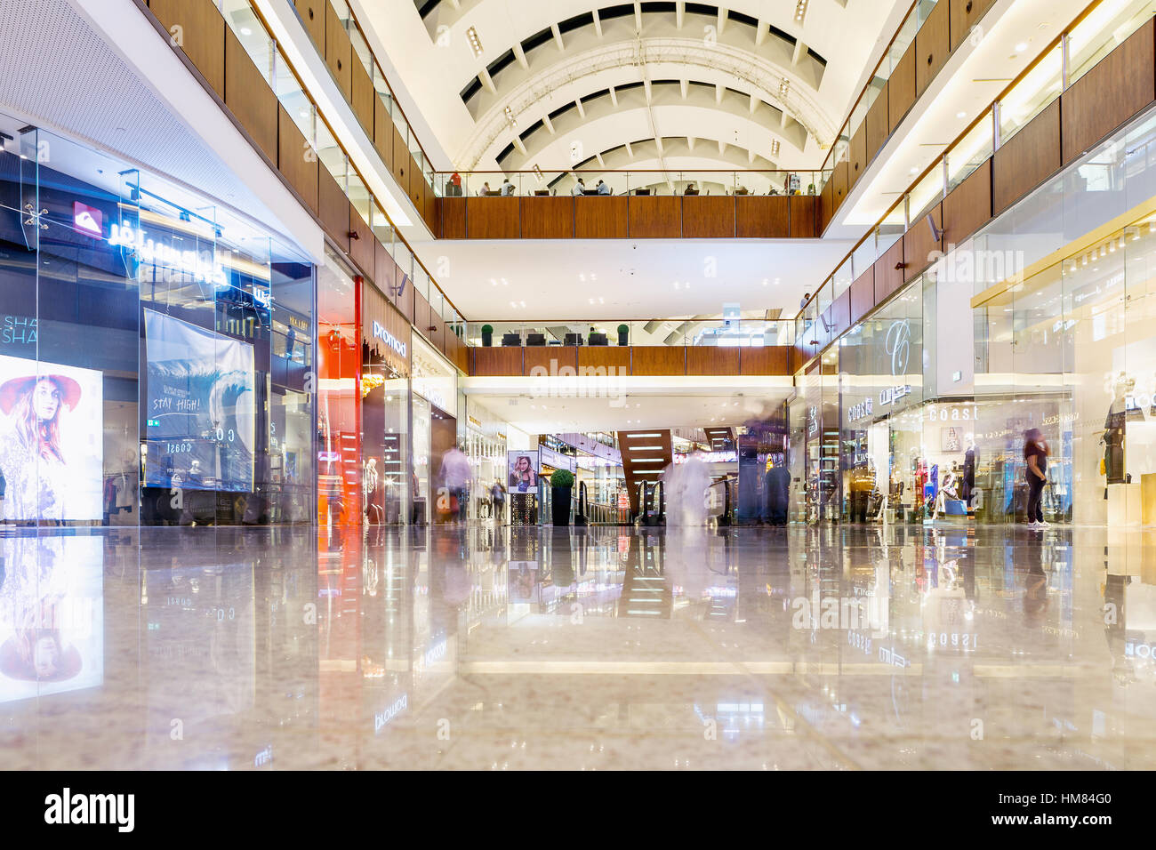 DUBAI - NOVEMBER 08, 2016: The Dubai Mall linterior. The Dubai Mall located in Dubai, it is part of the 20-billion-dollar Downtown Dubai complex, and  Stock Photo
