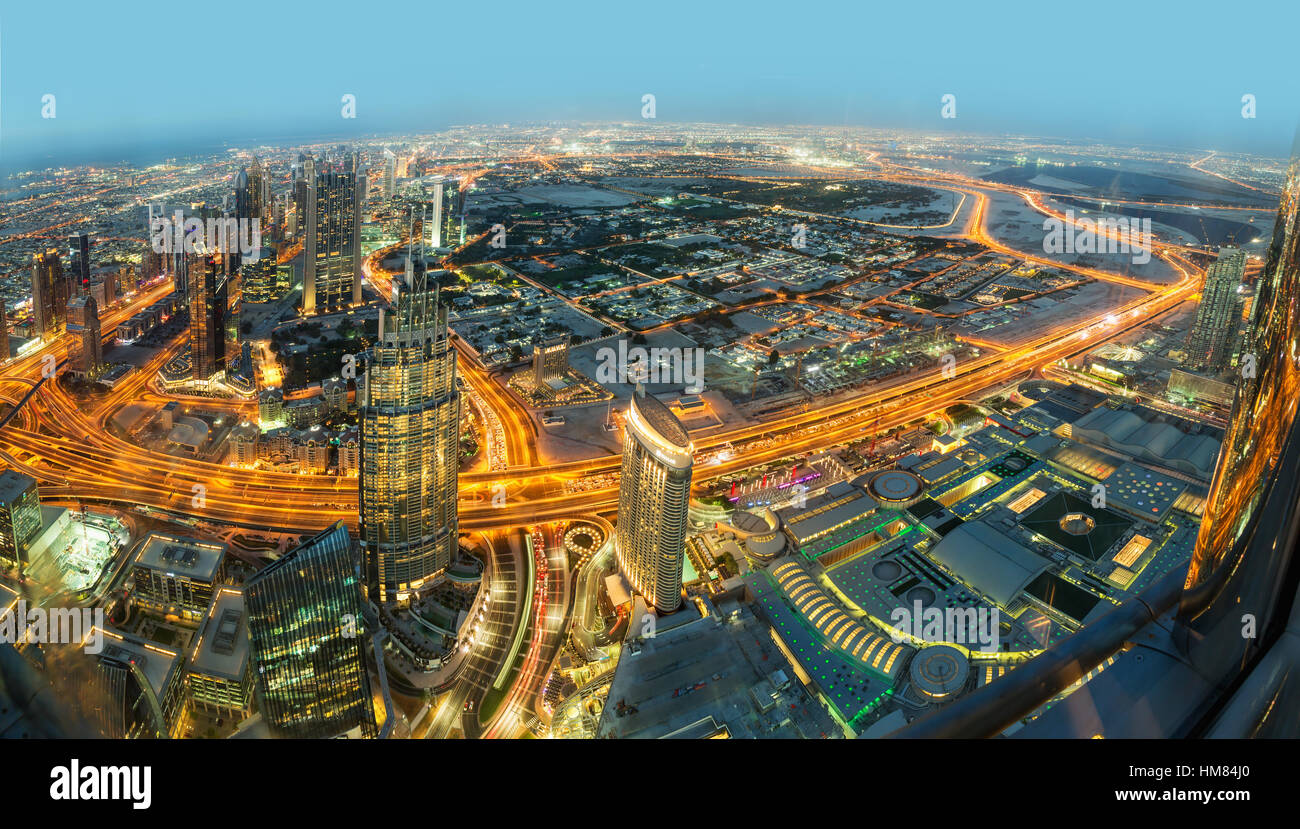 DUBAI NOVEMBER 08, 2016 Dubai Night View. Panoramic view from Burj