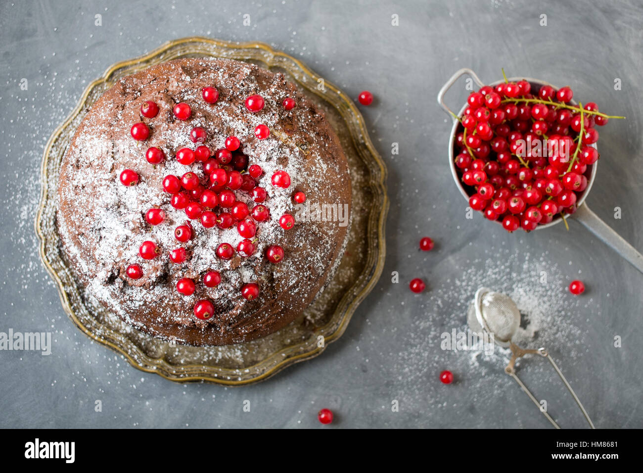 Cake with redcurrant fruits Stock Photo