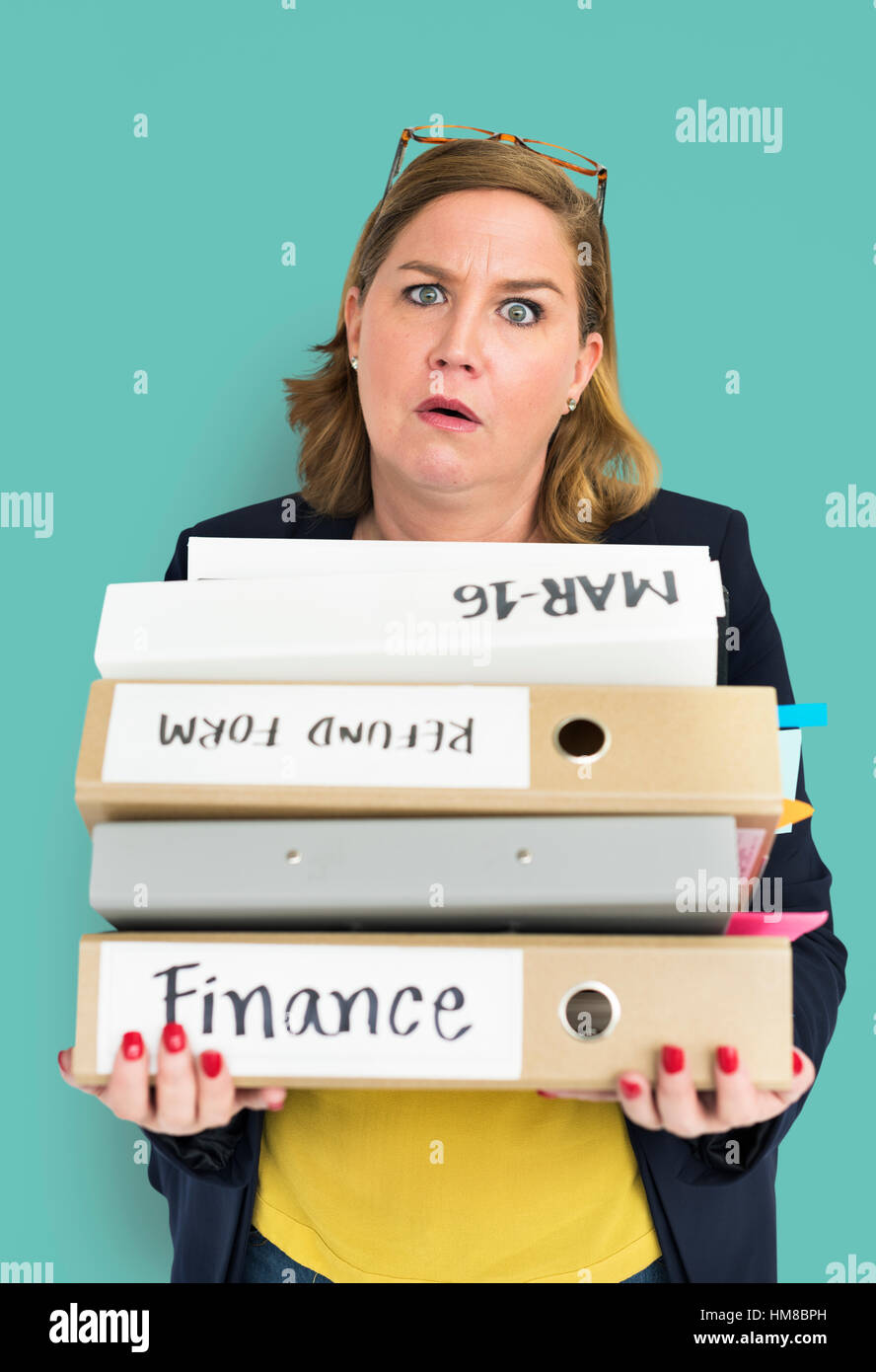 Woman Stress Overload Hard Working Concept Stock Photo