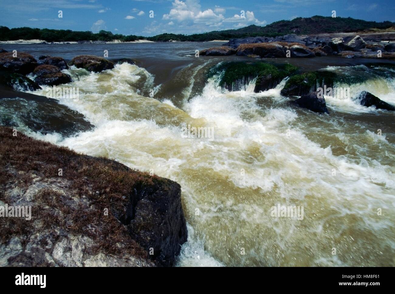 Raudales atures, rapids that obstruct navigation along the Orinoco river, Puerto Ayacucho, Guayana, Venezuela. Stock Photo
