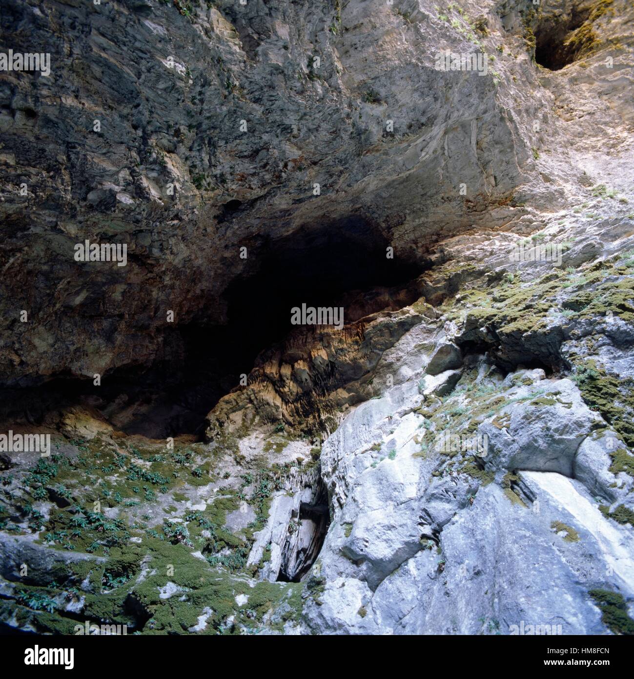 Ideon Cave or Ideon Andron, according to myth the birthplace of Zeus, slopes of Mount Psiloritis or Mount Ida, Crete, Greece. Stock Photo