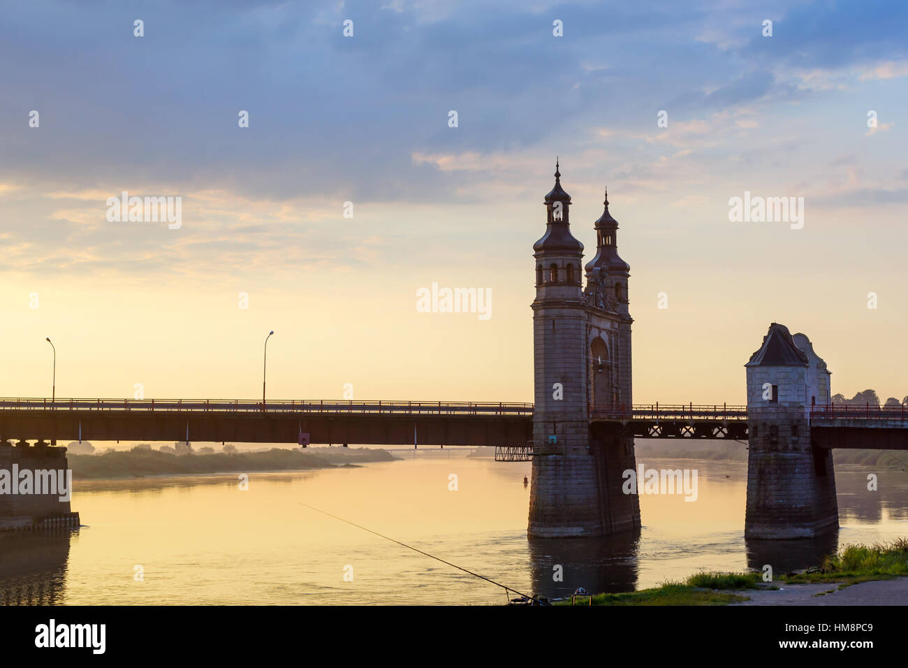Queen Louise bridge across Neman river, road and pedestrian border crossing point on Lithuanian-Russian state boundary. Historical landmark on waterfr Stock Photo