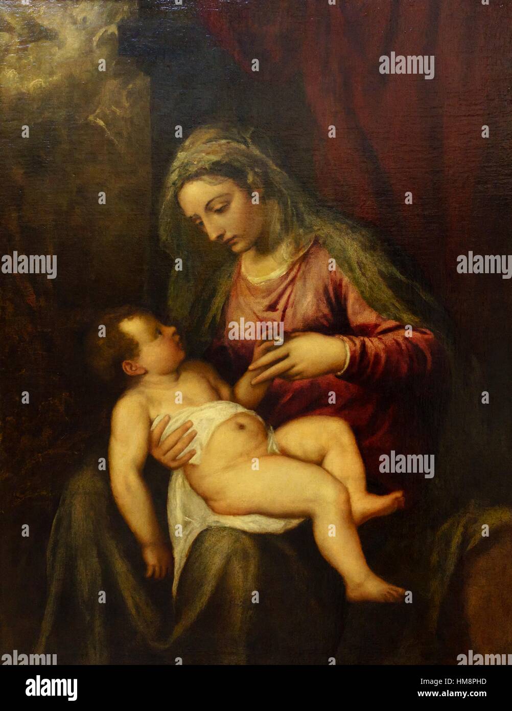 Tiziano Vecellio - Madonna col Bambino (Virgin and Child) - Gallerie dell’Accademia Museum, Venice Italy Stock Photo